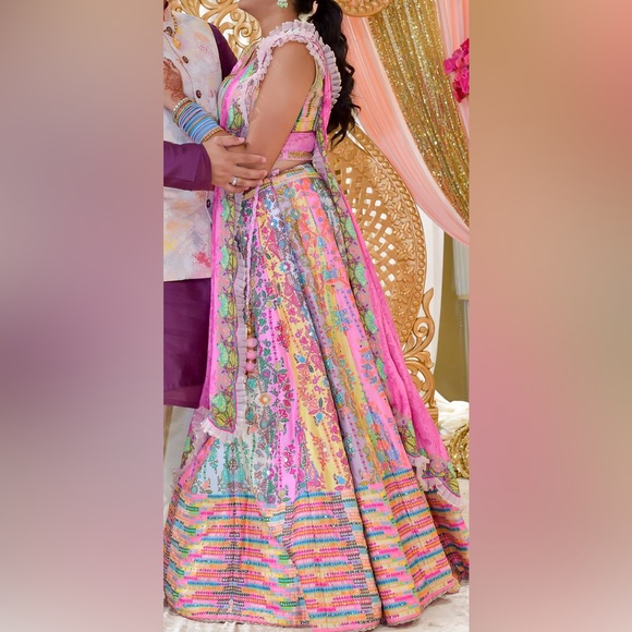 Other - Indian Lehenga/multicolor high quality crepe silk indian/ long duptta & 2 blouse